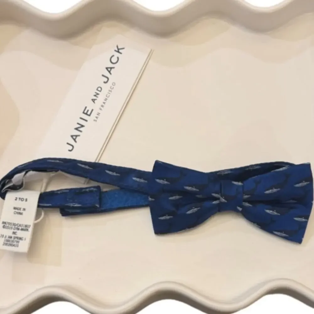 Janie and Jack Blue Whale Print Bow Tie 2-5Y